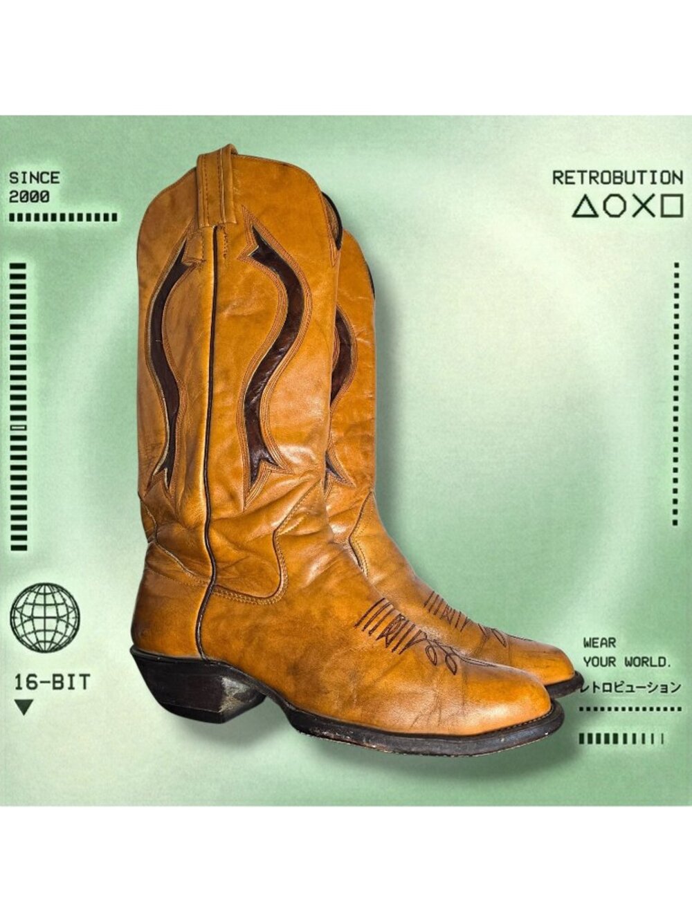 Vintage 90s Western Cowboy Boots Brown Size 9 US Men’s